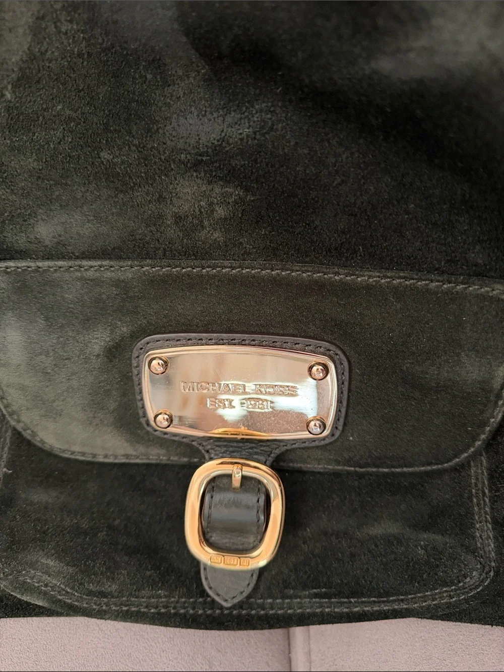Michael Kors Forest Green Suede Hobo with Gold Hardware